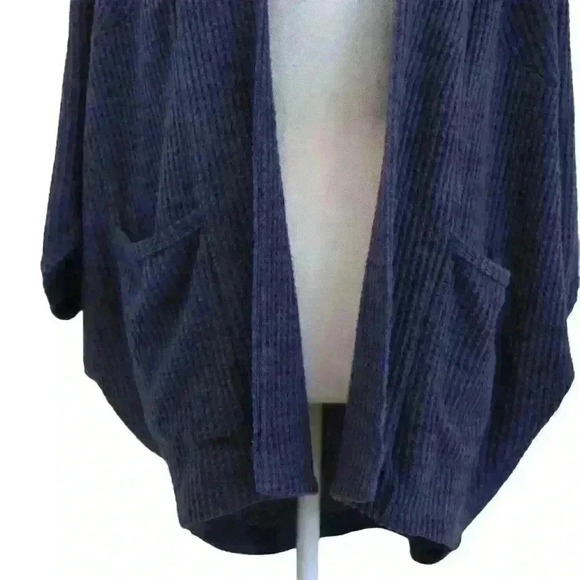 Michael Stars Dark Blue Waffle Knit Dolman Sleeve Open Front Cardigan Size Small - Picture 3 of 9